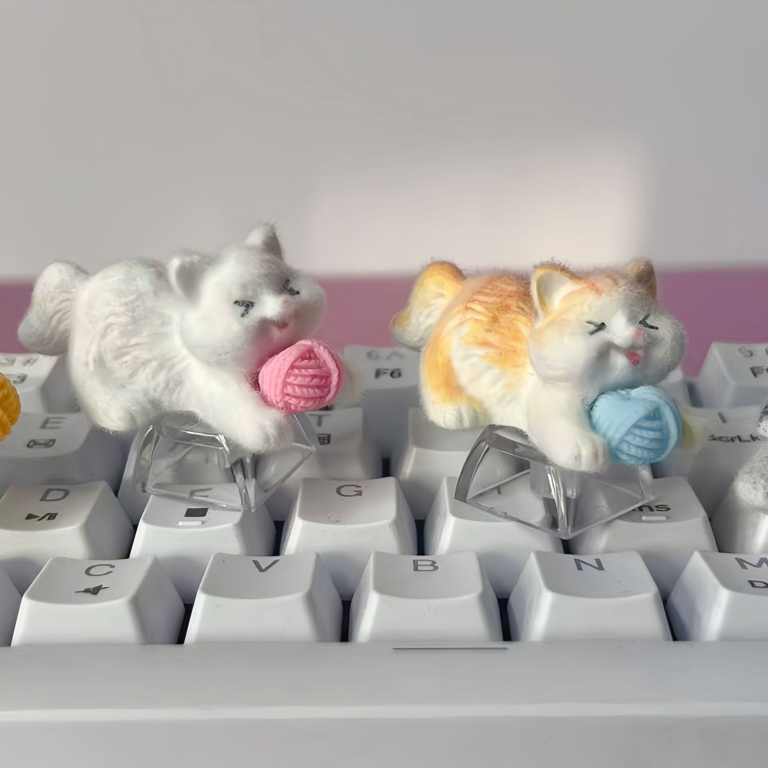 Desk Setup Tablet - Furry Cat Artisan Keycap Pluche Fluweel