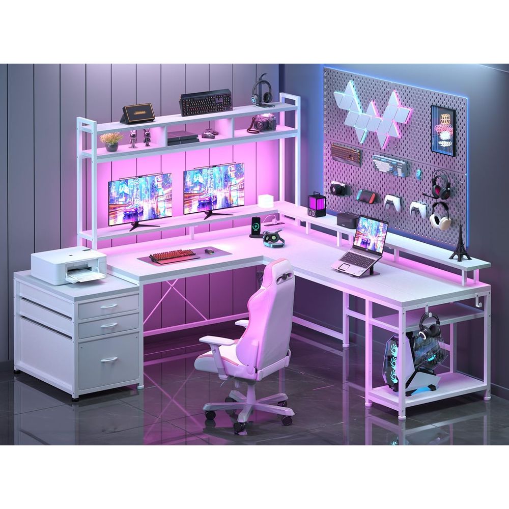 Desk Setup No Monitor - 104-inch L-vormig bureau voor thuiskantoor voor