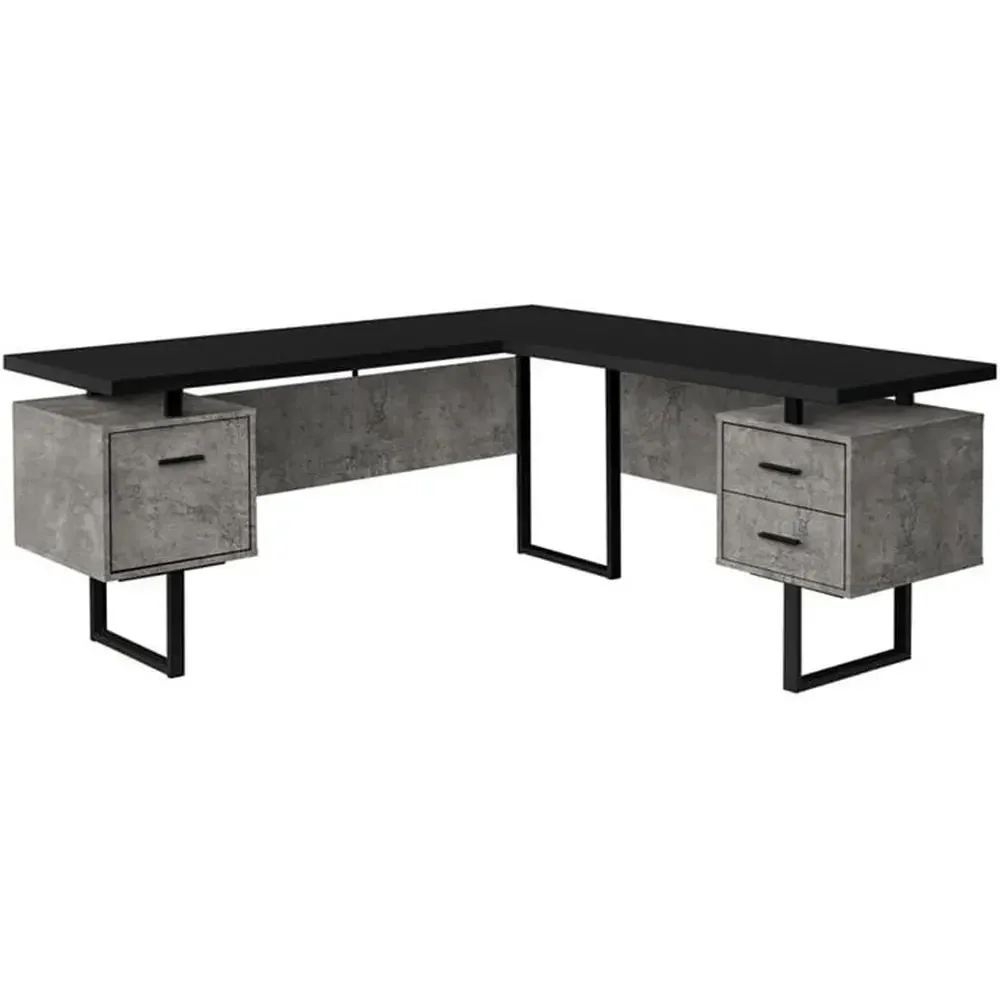 Desk Setup Grey - L-vormig 70-computerbureau met opbergruimte voor thuiskantoor,