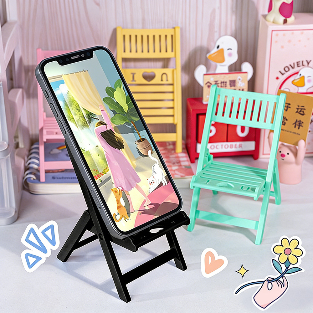 Desk Setup Videos - Mini opvouwbare stoel Telefoonstandaard Bureau Smartphonestandaard