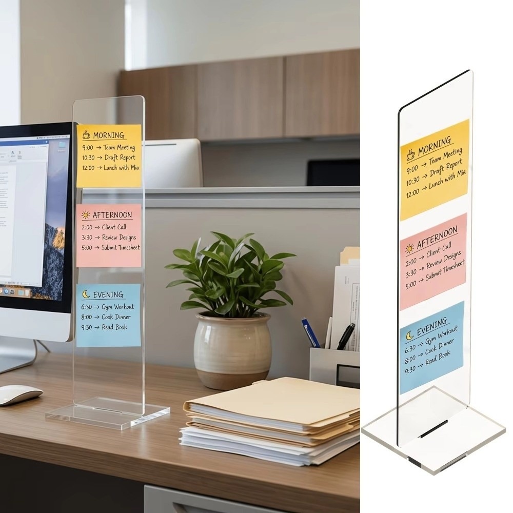 Sticky Memo Holder - Duurzaam acryl memo-berichtbord Afneembare verticale notitiehouder