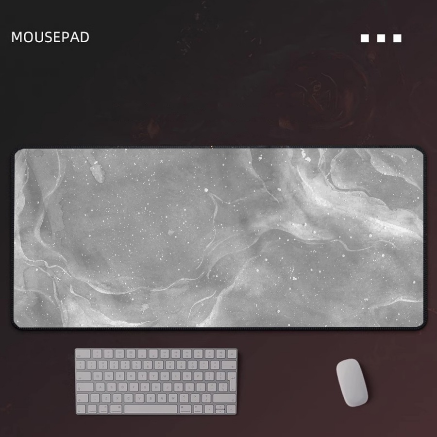 Desk Setup Grey - Gaming muismat grijs marmer groot kantoor