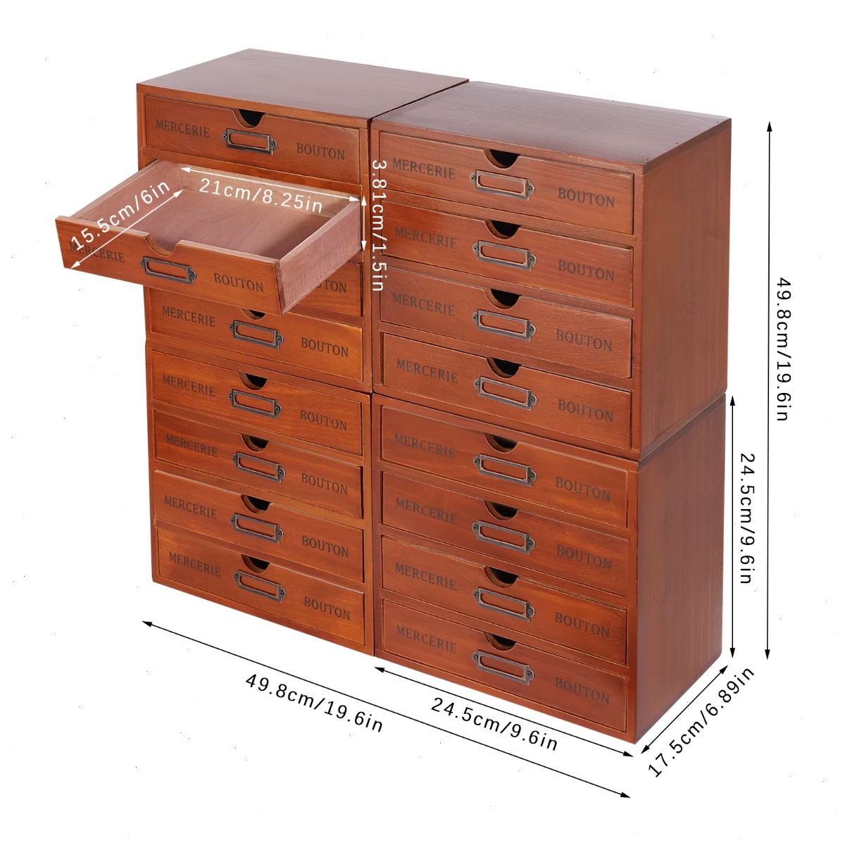 Desk Drawer Unit - 4-delige lade-organizer, 16-laden bureauapotheekkast, meerlaagse houten