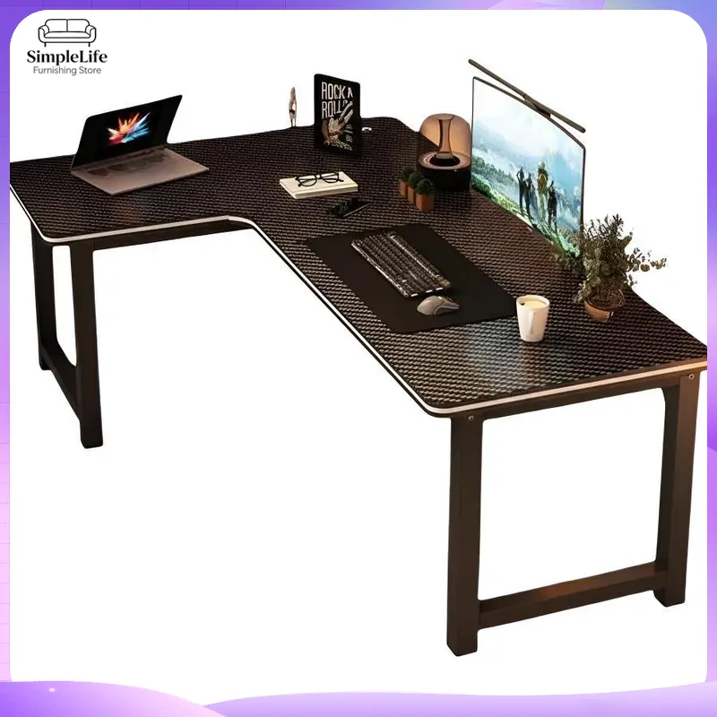 Desk Room Setup - Hoekbureau computerbureau met opbergplank voor pc-setup