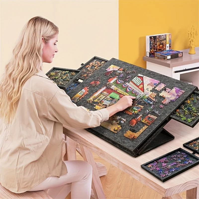 Desk Drawer Unit - 6-laden puzzeltafel voor 1500 stukjes, viltbord