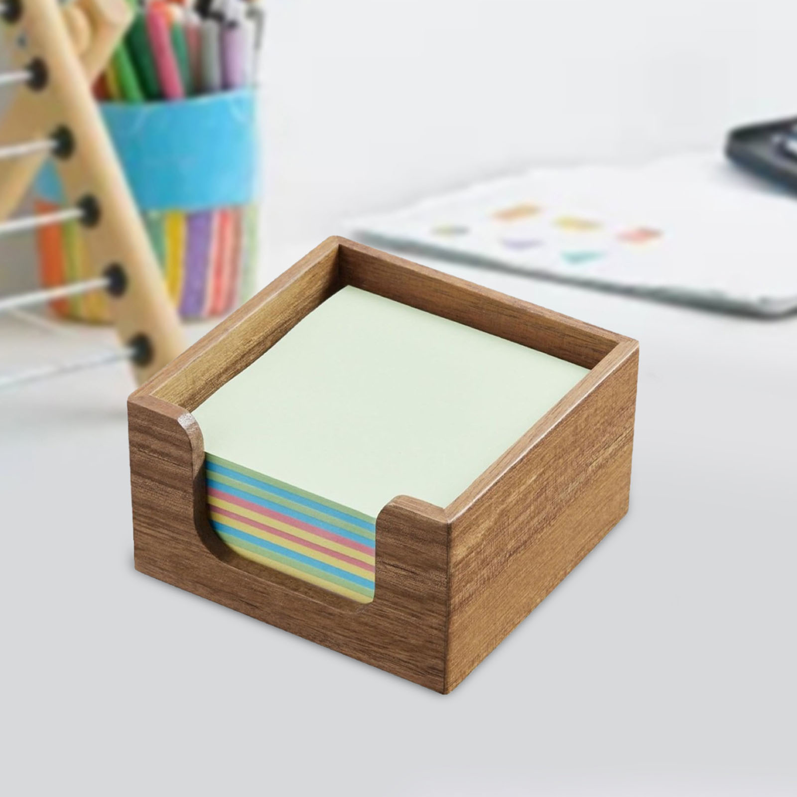 Sticky Memo Holder - Houder voor notitieblokjes van acaciahout, notitieblokhouder,