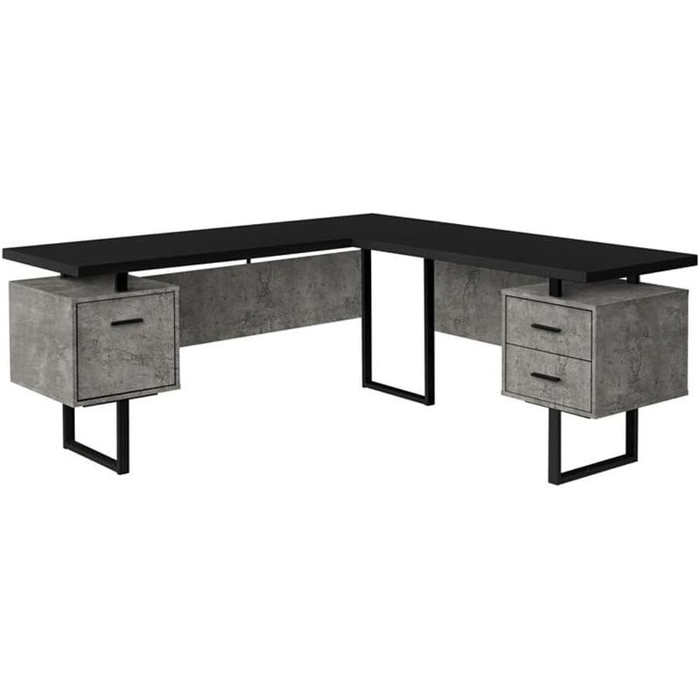 Desk Setup Grey - L-vormig 70-computerbureau met opbergruimte voor thuiskantoor,