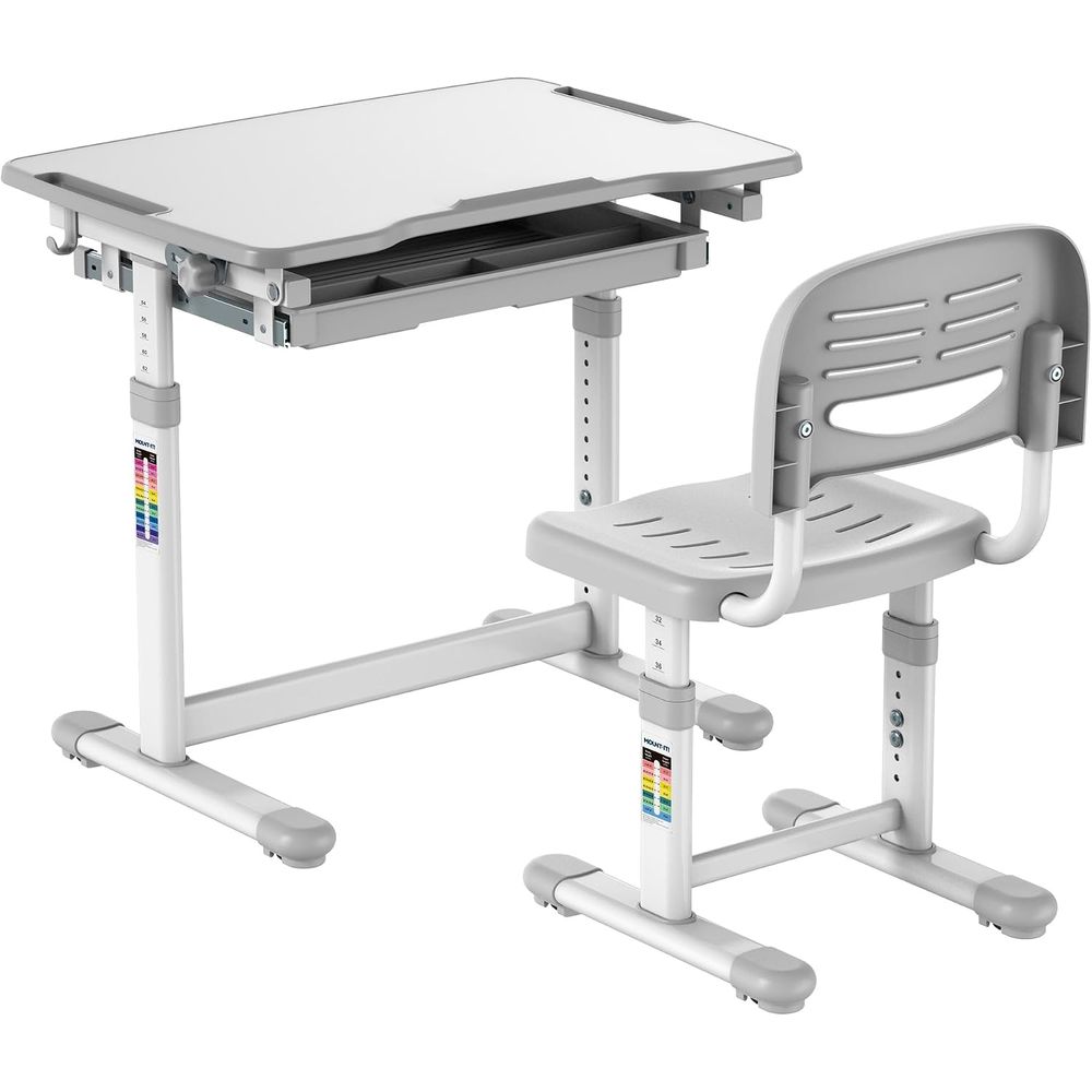 Desk Setup Kids - Kinderbureau en stoelenset, hoogteverstelbaar tot 76