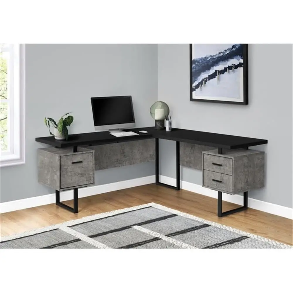 L-vormig 70-computerbureau met - Desk Setup Grey recensie en prijs