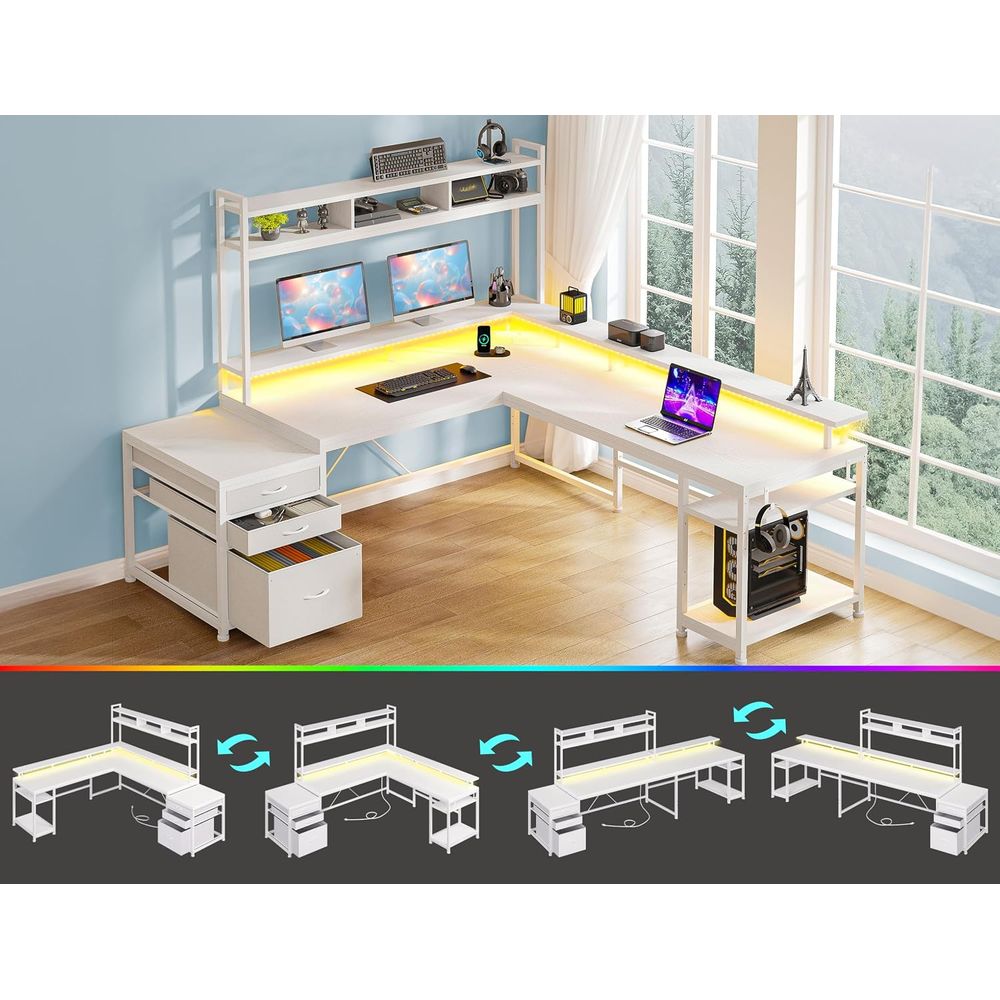 104-inch L-vormig bureau voor  - Desk Setup No Monitor recensie en prijs