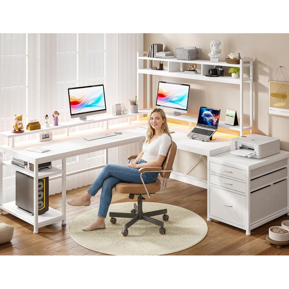 104-inch L-vormig bureau voor  - Desk Setup No Monitor recensie en prijs