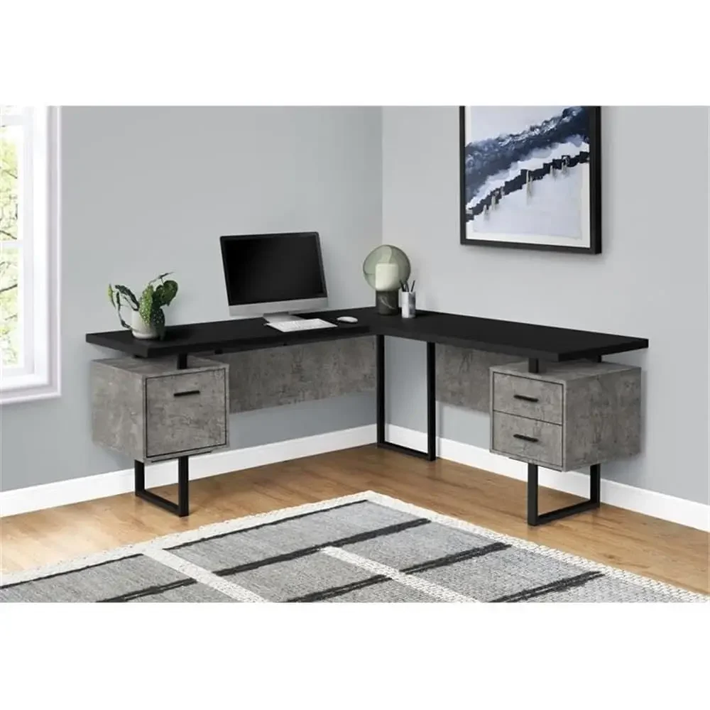 L-vormig 70-computerbureau met - Desk Setup Grey recensie en prijs