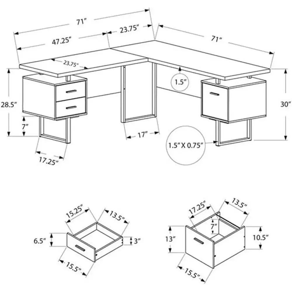 L-vormig 70-computerbureau met - Desk Setup Grey recensie en prijs