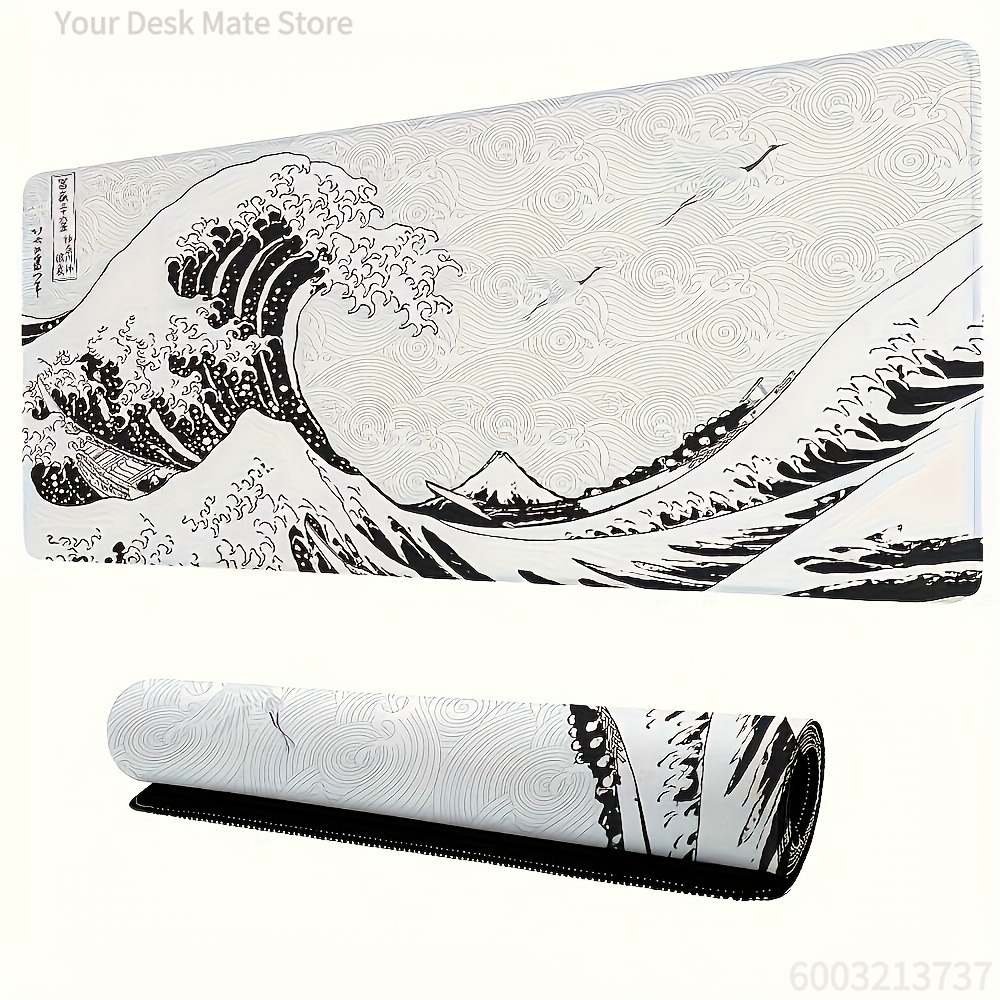 Zwart-witte Wave Art XXL burea - Desk Setup With Laptop recensie en prijs