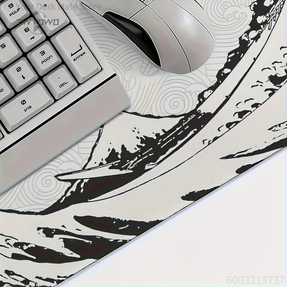 Zwart-witte Wave Art XXL burea - Desk Setup With Laptop recensie en prijs