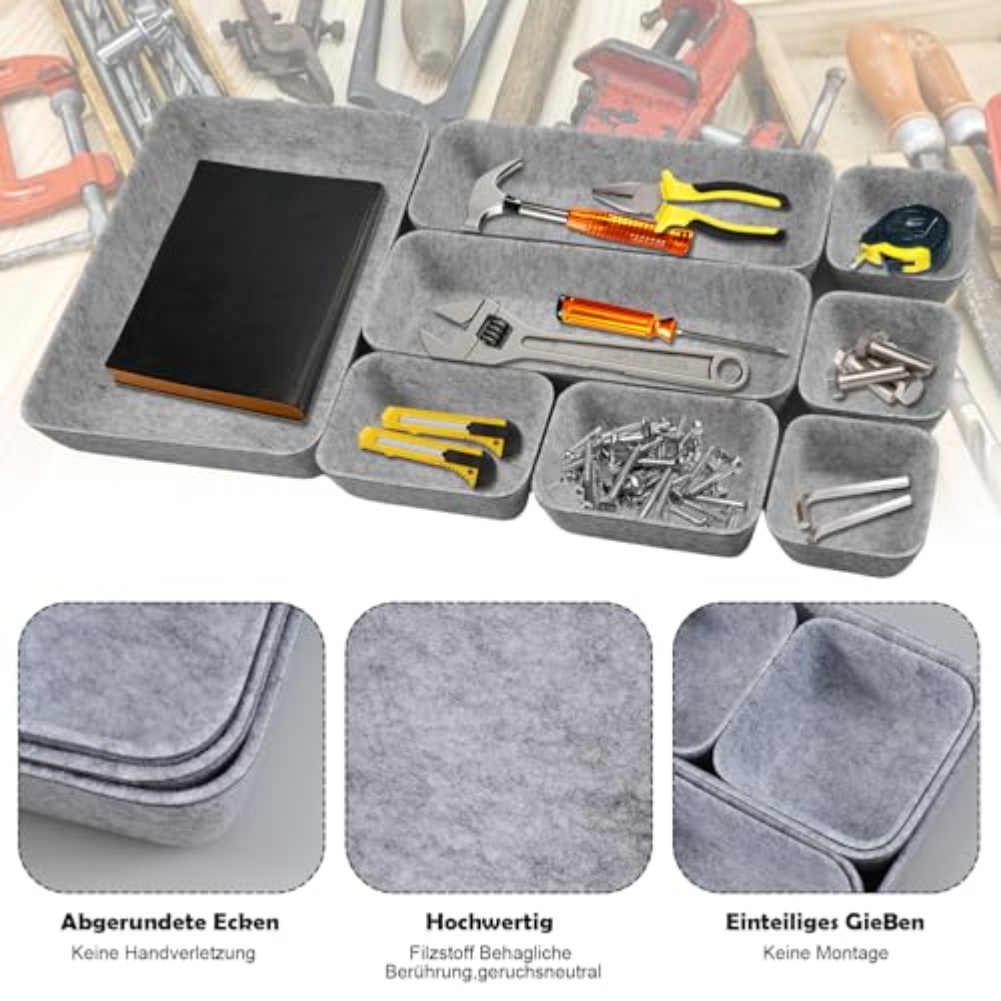 8-delige set vilten opbergdoze - Desk Drawer Unit recensie en prijs