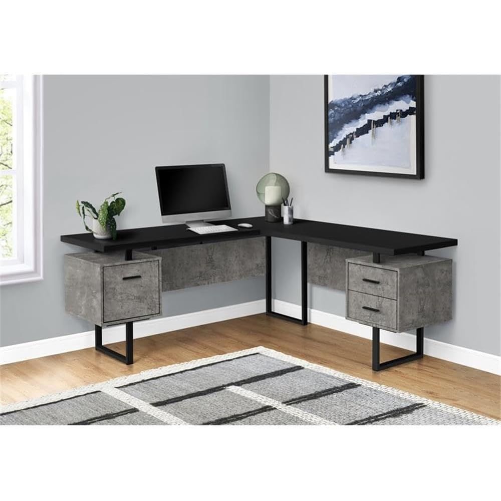 L-vormig 70-computerbureau met - Desk Setup Grey recensie en prijs