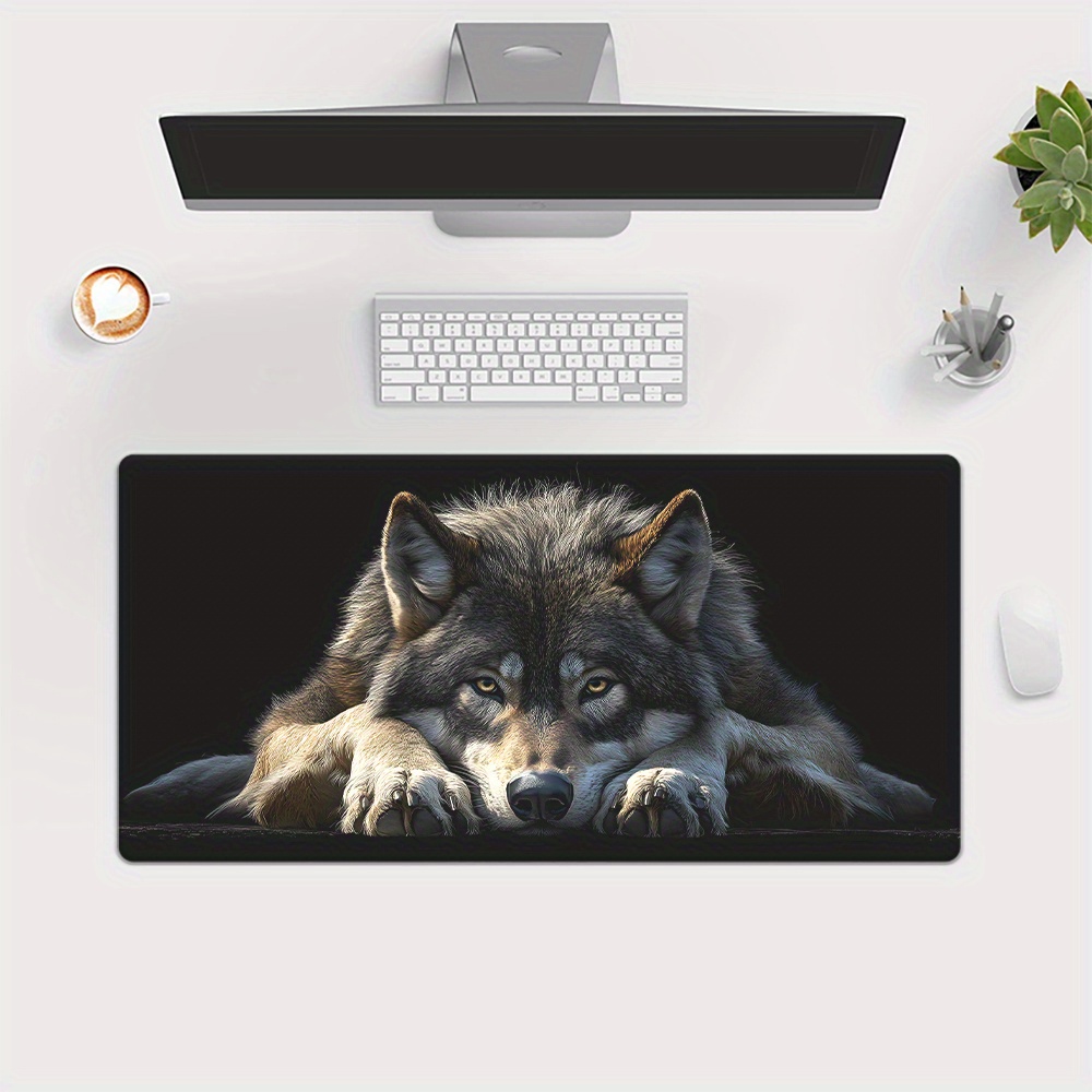 Wilde grijze wolf op zwarte ac - Desk Setup Grey recensie en prijs